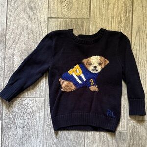 EUC-Kids Navy Blue Ralph Lauren Sweater with Puppy Design.